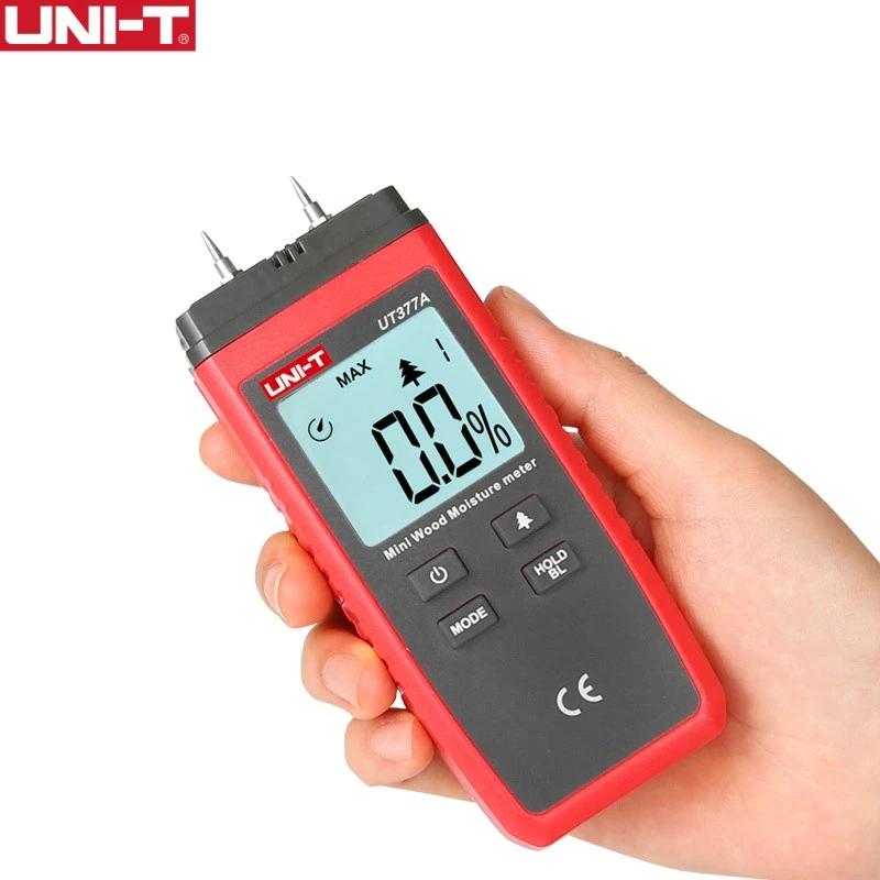  UT377A Digital Wood Moisture Meter Hygrometer Humidity Tester for Paper Plywood Wooden Materials LCD Backlight