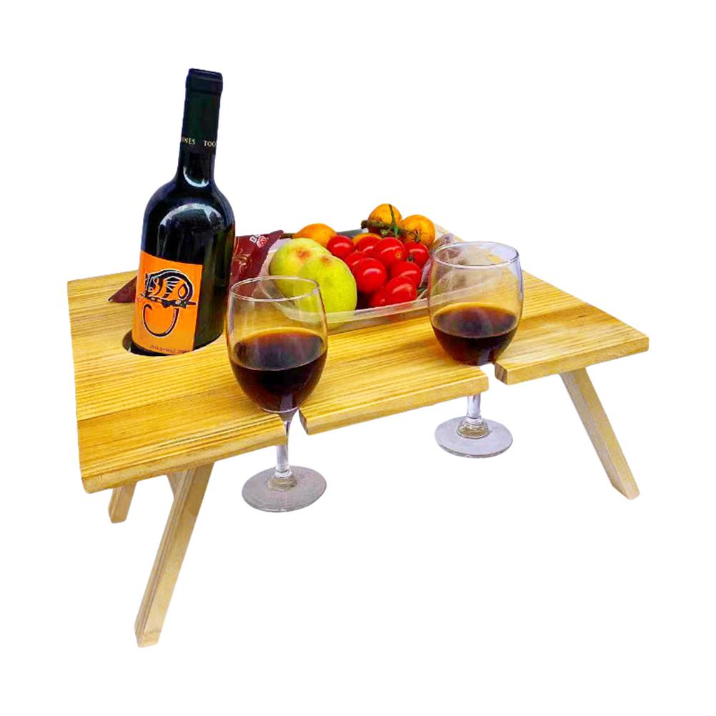 Outdoor Wine Picnic Table Folding Portable Picnic Table and Cheese Tray with Stable Food
