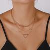 Europe, America, fashion and cold wind stacked accessories women, simple lip chain hollow love circle necklace