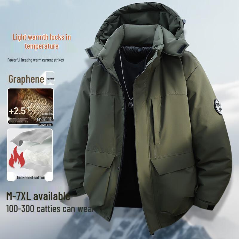 

Men s Graphene Heated Plus Velvet Outdoor Cotton Jacket 6XL