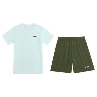Campus Series Simple Brand Logo Comfortable Quick-Dry Short Sleeve Versatile Tied Five-Point Pants Casual Sports Suit Men Suit YATV051-4