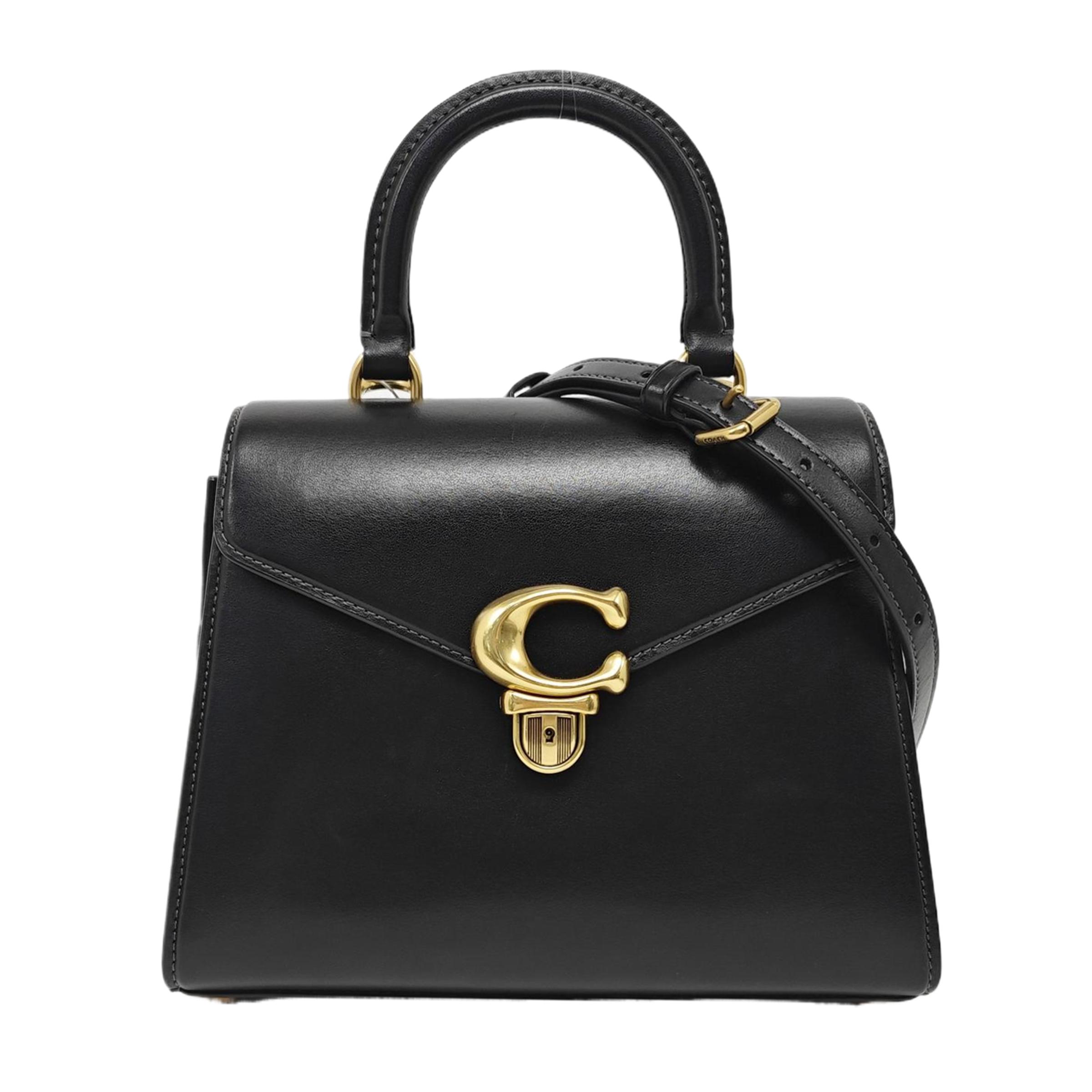 [Pre-Owned] 24 Push Lock Closure Leather Tote Shoulder Crossbody Bag Medium - Very Good #1KRP71W ONE SIZE