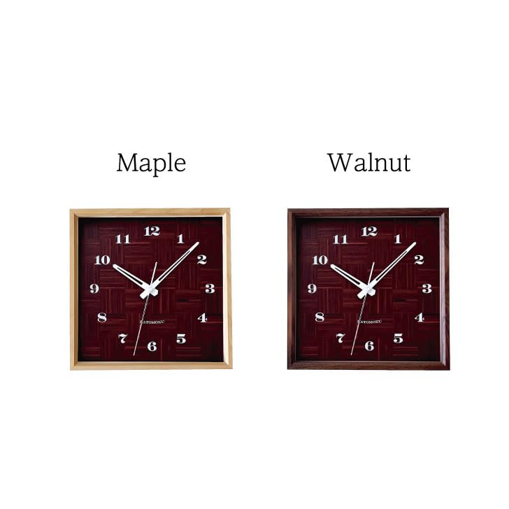 KATOMOKU Muku Square Clock Wood Maple Wall Clock with Continuous Second Hand km-144HM (Quartz Clock)