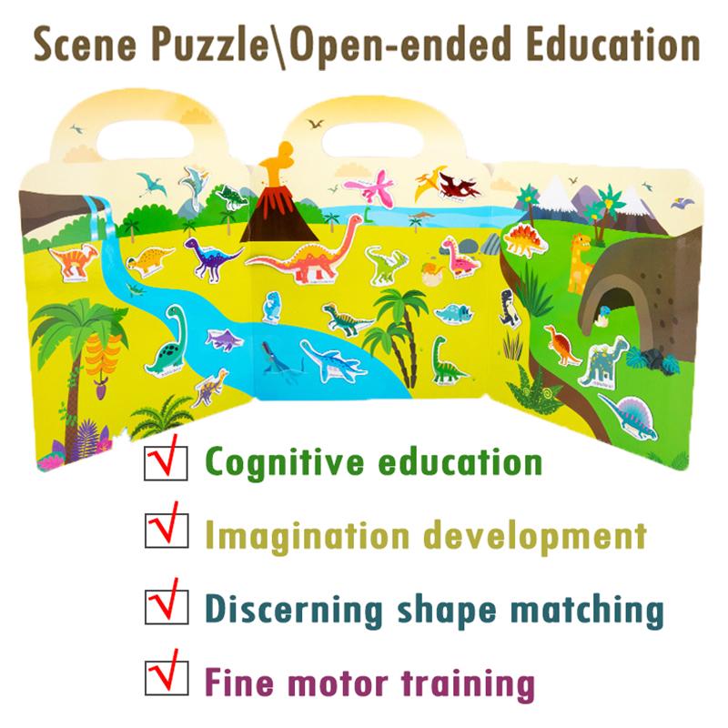 Kids Scene Magnetic Puzzles Montessori Busy Book Open-ended Education Toys Car Animal Shape Matching Game Quiet Book Jigsaw Toys