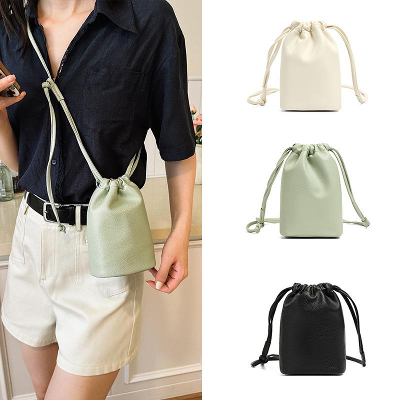 Bag Women's 2026 New Versatile Casual Versatile Drawstring One Shoulder Crossbody Korean Drawstring Mobile Phone Bucket Bag