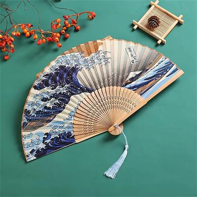 Japanese Style Folding Fan Wave Foldable Fan Handheld Vintage Hand Fans For Women Portable Wedding Gift For Guests Home Decor