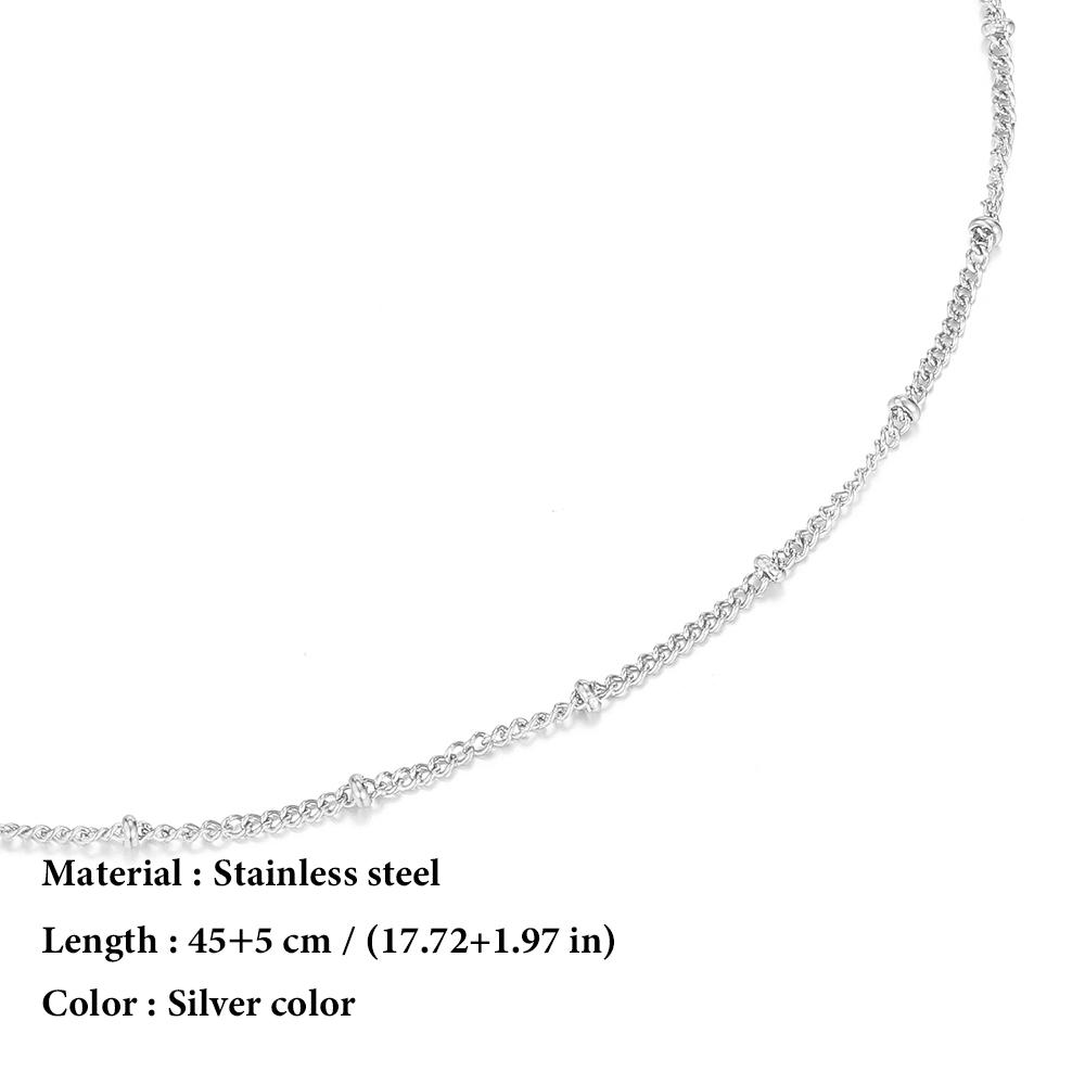 SUNIBI Stainless Steel Chain Necklace for Women Gold Color Thin Choker Bead Chain Necklace Jewelry Wholesale Dropshipping