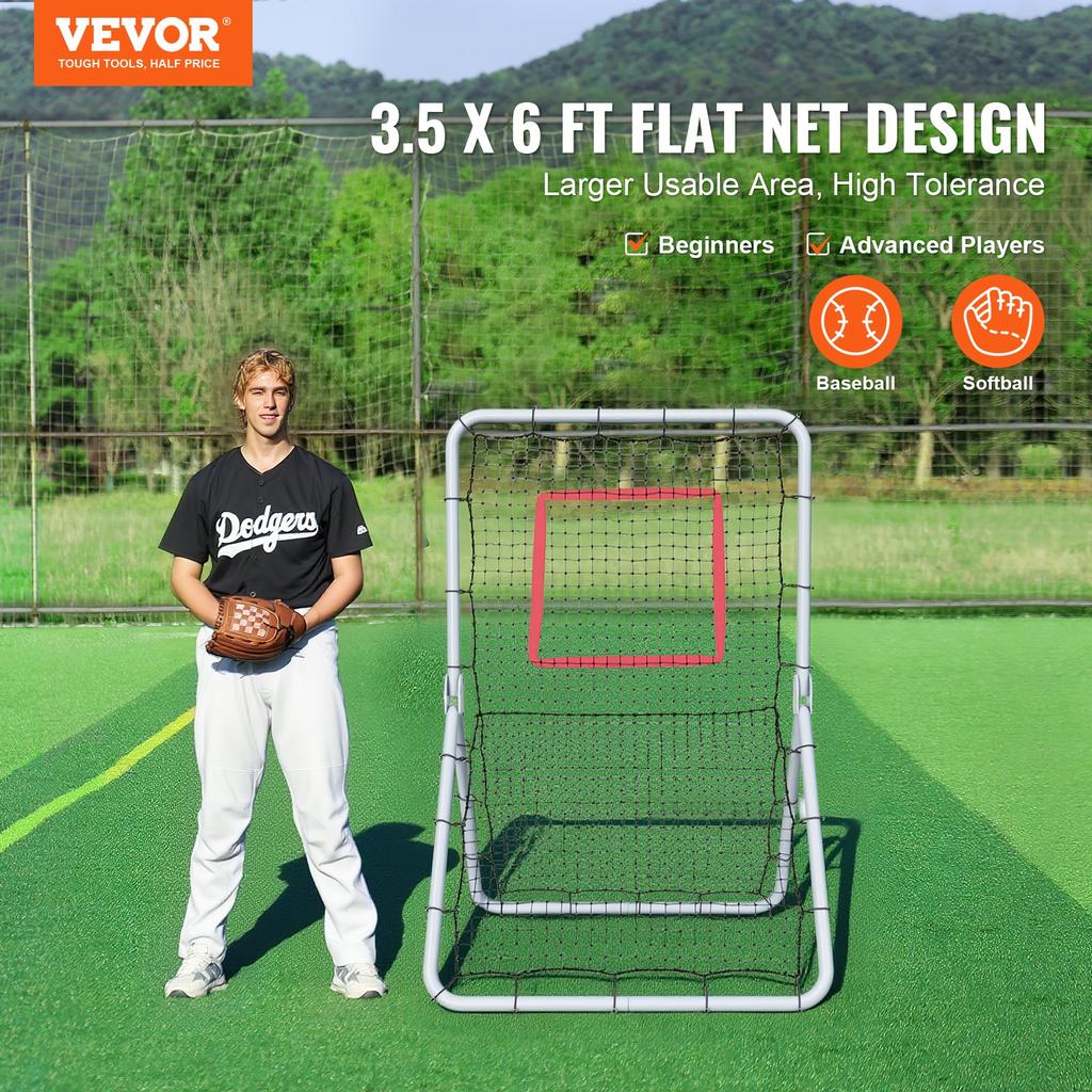 VEVOR Baseball And Softball Rebounder Net, 3.5 X 6 Ft PitchBack Baseball Pitching Nest, Softball Pitchback Net, Fielding Trainer