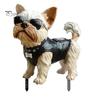 Dog Garden Stake Puppy In Vest Sunglasses Outdoor Decor Stake Yard Art Dog Sign Decoration for Patio Lawn Flower Bed