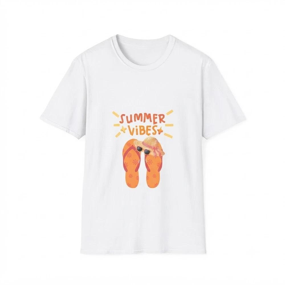 Summer Vibes Flip Flops Bright Sunny Beach Gift For Friends White TShirt S