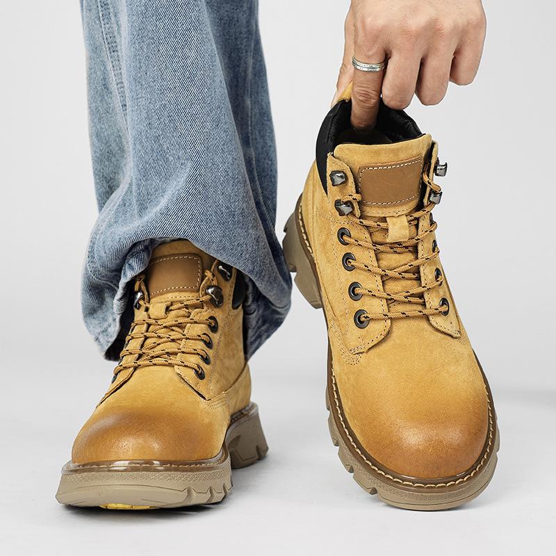 Martin boots new autumn British style retro leather thick-soled rhubarb boots non-slip and wear-resistant boots 38 [standard sports code]