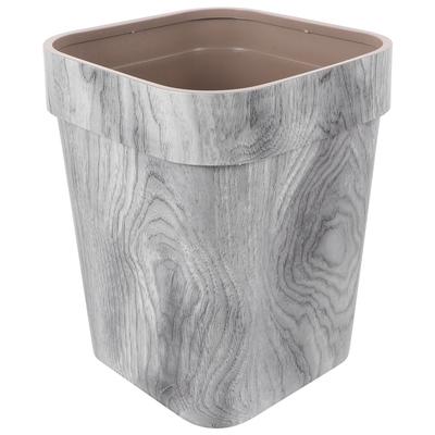 Wood Grain Trash Can Environmental Protection PP Home Living Room Bedroom Kitchen Garbage Bin Wastebasket Container