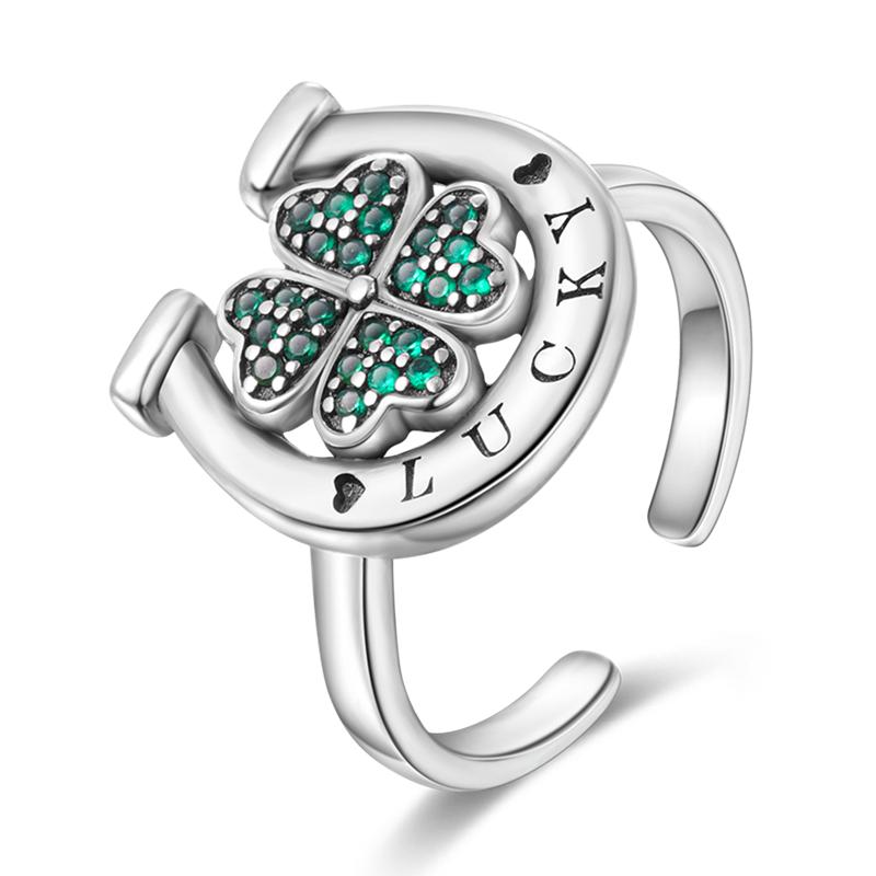 Adjustable Ring 925 Silver Fire Dragon Blossom Flower Clover Open Rings For Women Wedding Jewelry Gift