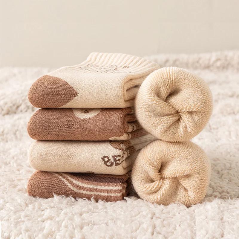 5 Pairs Kids Winter Thick Warm Terry Cotton Socks For Boys And Girls Age 1-12 Years Old