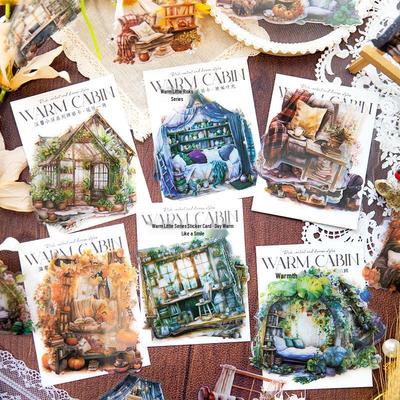 Yan Ji Cozy Cabin Series: Retro Floral PET Collage Card for Journal Decor