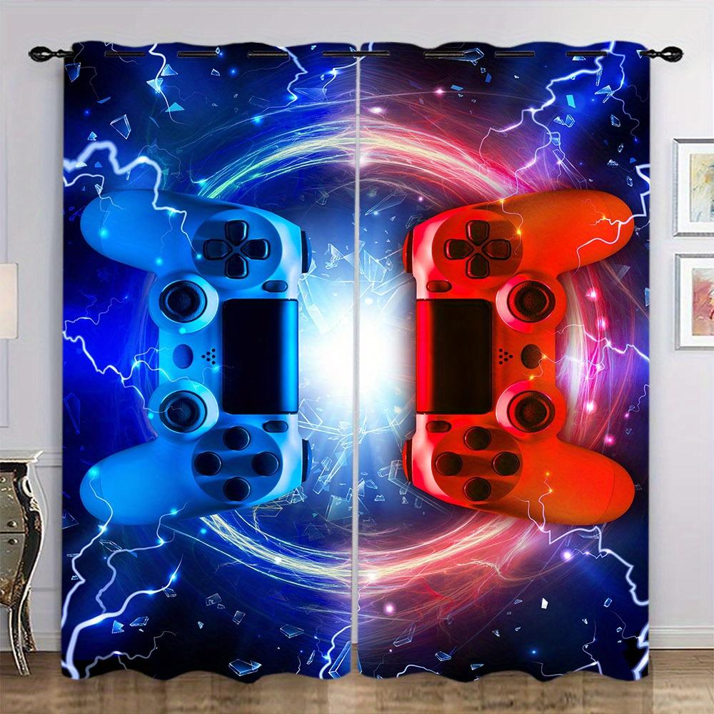 Gaming Curtains Drapes Kids Gamer Video Games Curtain Set for Boys Modern Game Controller Fabric Curtain Green Gamer 2Pieces