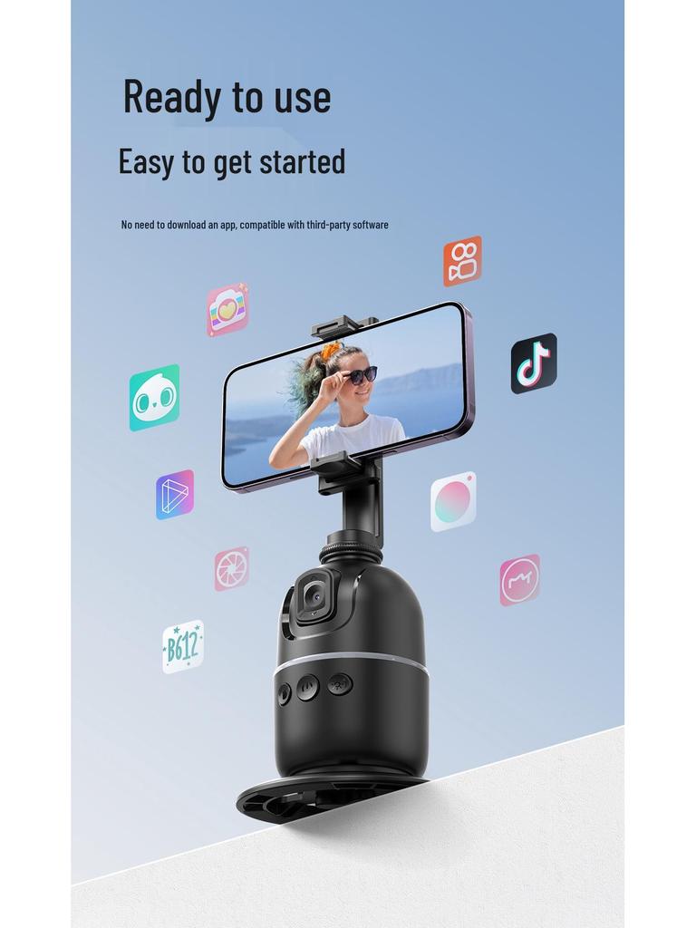 Smart P03 AI Gimbal Stabilizer: 360° Face Tracking, Anti-Shake for Live Streaming & Photography