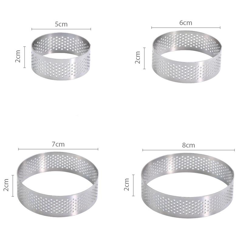 5/6/7/8CM Classic 304 Stainless Steel Mousse Ring Cake Mold With Hole Tart Bottom Tower Fruit Pie Quiches Baking Tool