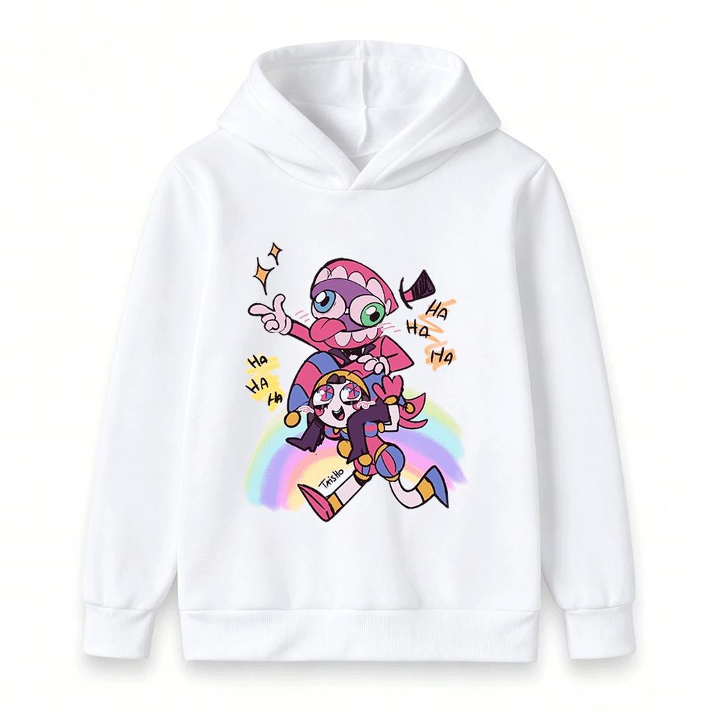 Kids Boys Girls Pullover Hoodie, Funny Cartoon Jester Characters Print Casual Warm Hooded Sweatshirt for Children