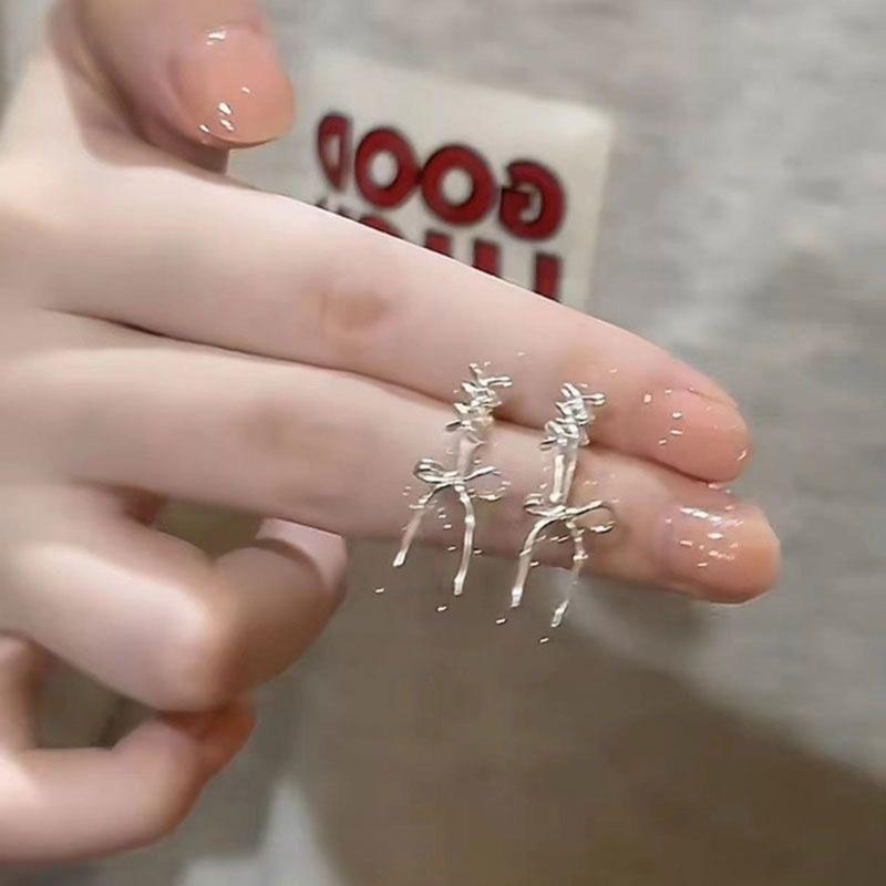 Bowknot Studs Earrings Minimalist Ear Rings Ear Piercing Ornament for Women Girl