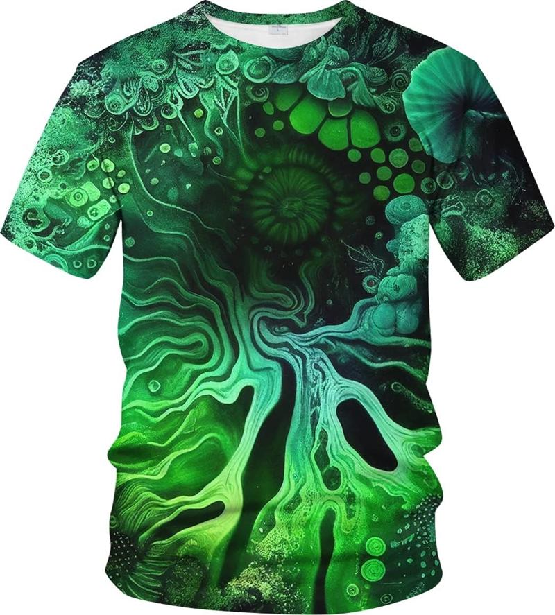 Gradient Tie Dye 3D Printed T-shirt with Fun Spiral Pattern and Comfortable Short Sleeved Tops for Summer Men's Hip-hop Street O-neck Clothing