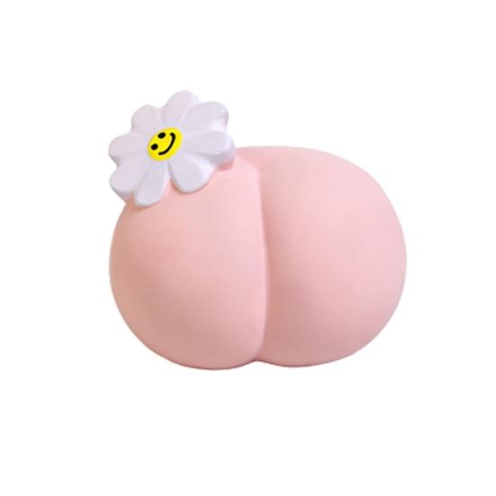 Slow-Rising Butt Peach Squeeze Toy with Smile Flower Soft PU Fidget for Stress Relief Cute Decompression Gadget for Kids Adults