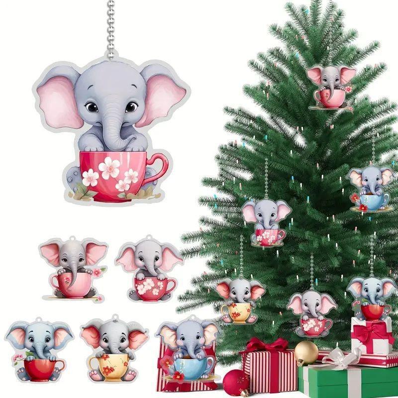 Acrylic Elephant Colorful Car Hanging Decoration For Unique Holiday And Home Decor