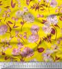 Soimoi Japan Crepe Satin Fabric Leaves,Peony & Dahlia Flower Printed Fabric 1 Metre 42 Inch