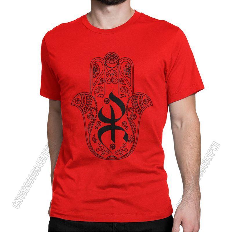Unisexs TShirt Khamsa Amazigh Berber With Yaz Patterns Pure Cotton Tees Stylish Chic Symbol Of Luck T Shirts Crewneck Tops