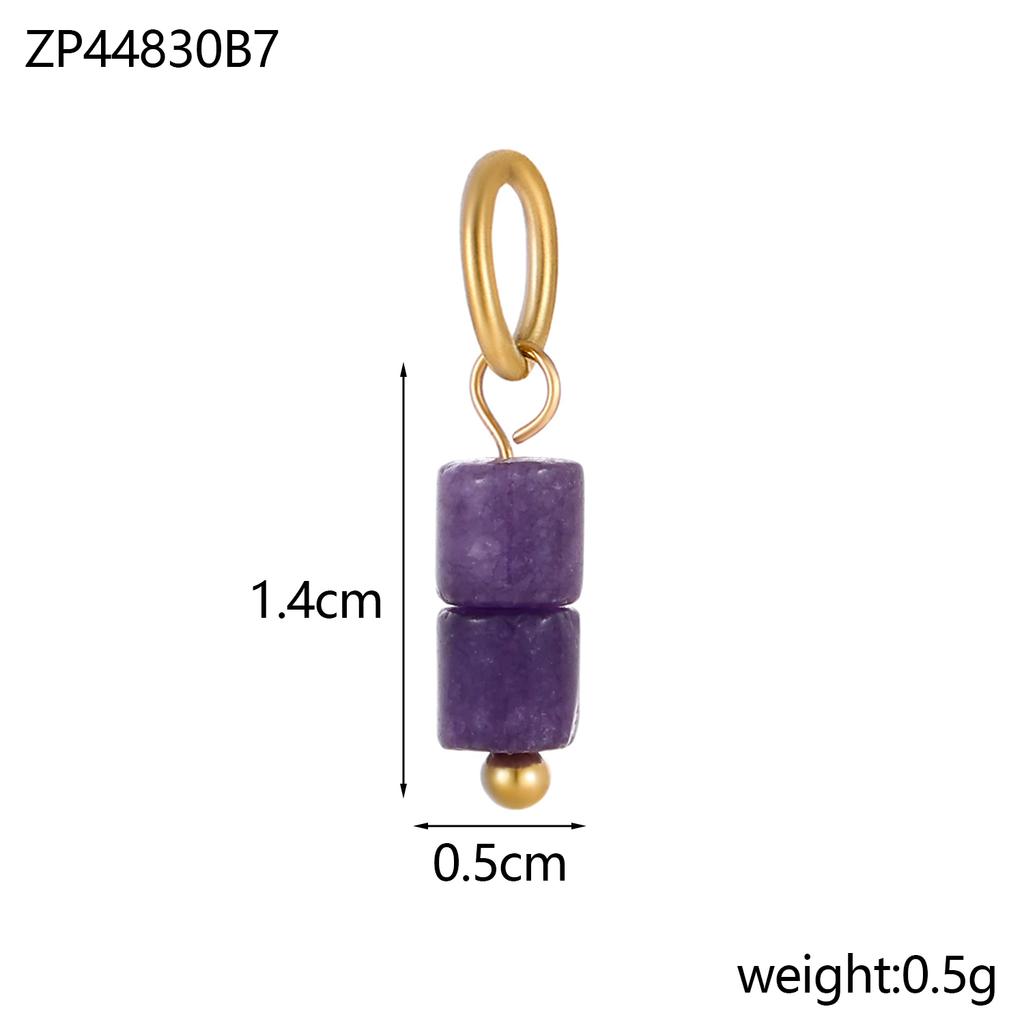 Trend Colorful Handmade Natural Stone DIY Necklace Charm Pendant 18K Gold Plated Stainless Steel Accessories Fashion Jewelry
