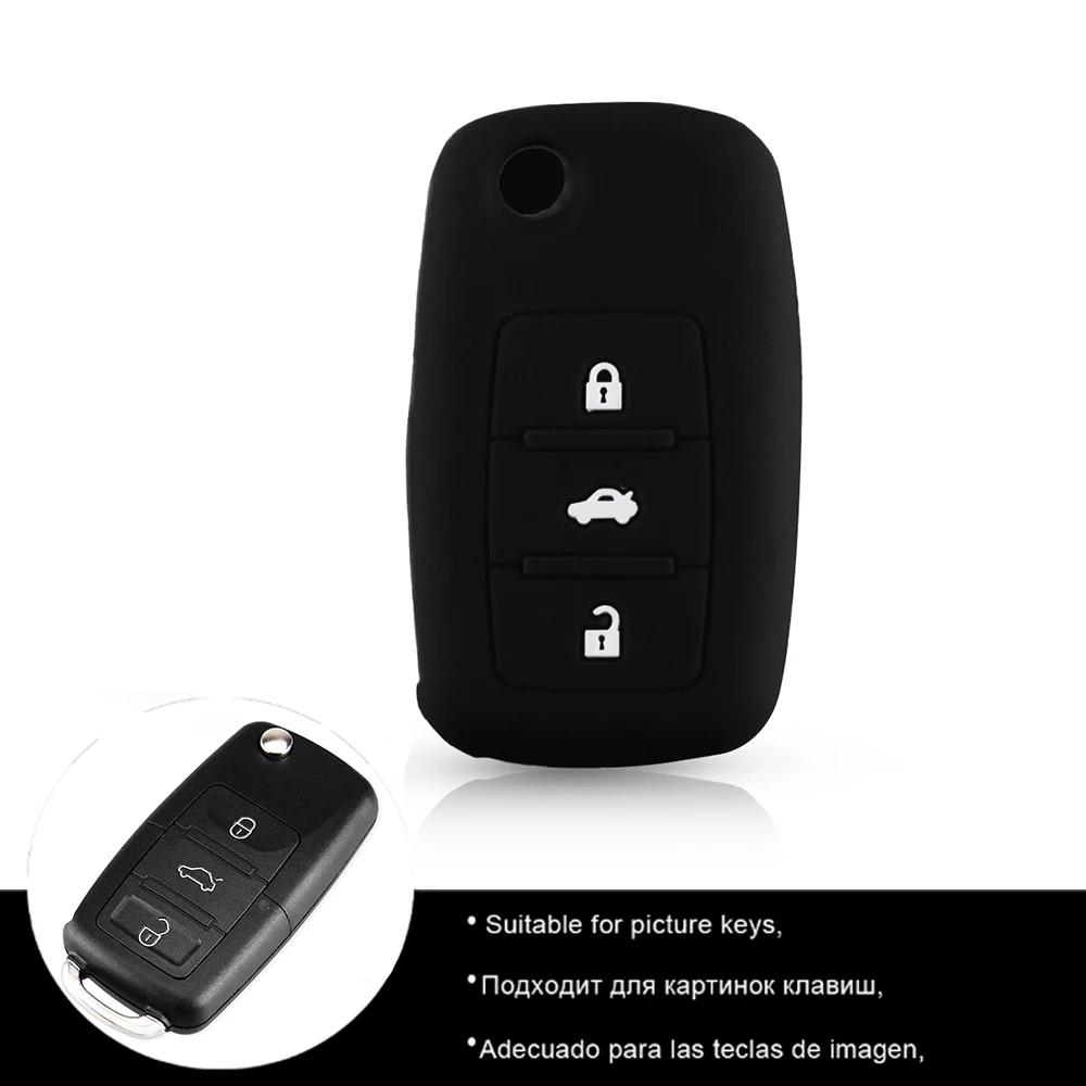 blsh7 KEYYOU Silicone Car Key Cover Case For VW Golf 4 5 6 Bora Jetta Polo Beet Passat For Skoda Octavia A5 Fabia For Seat Ibiza Leon