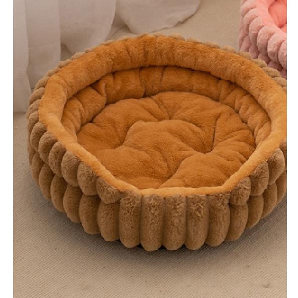 Pet Cat Nest Straight Rabbit Plush Pet Bed Round