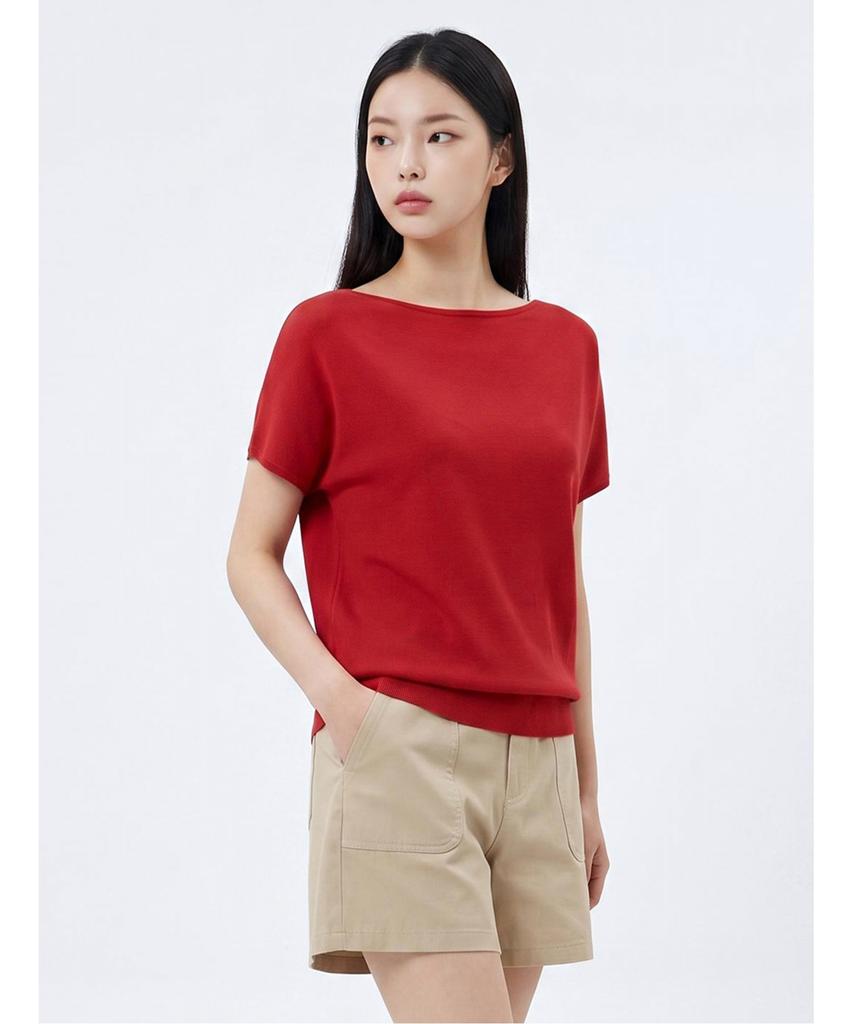 Poebeo21 Boat Neck Sleeve Short Sleeve Knit (Ftdbnt013)