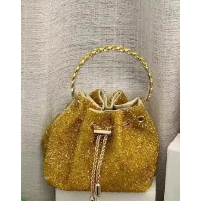 2026 Womens Crystal-Embellished Crossbody Bag Fringe Detail Small Square Shoulder No Top Handle