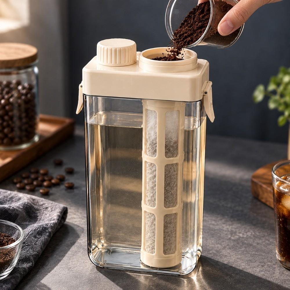 PP ABS AS Cold Brew Pitcher Built In Measurement Scale Brewing Coffee Carafe Kitchen Counter
