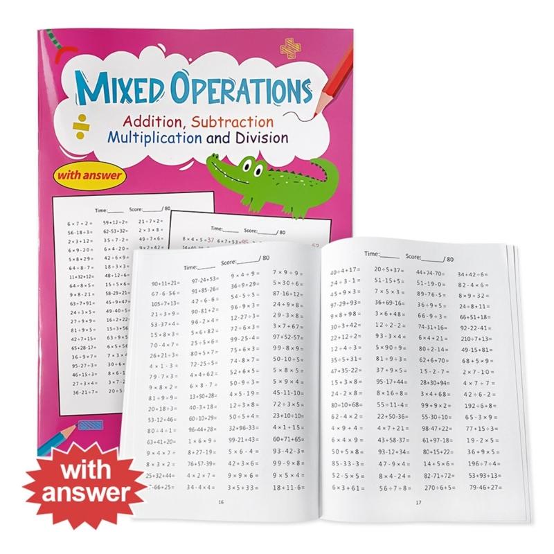 Grund- und Mittelschule Mathe Arbeitsbuch Freundliche Materialien Multiplikation Division Übungen Praktisches Mathe Übungsbuch