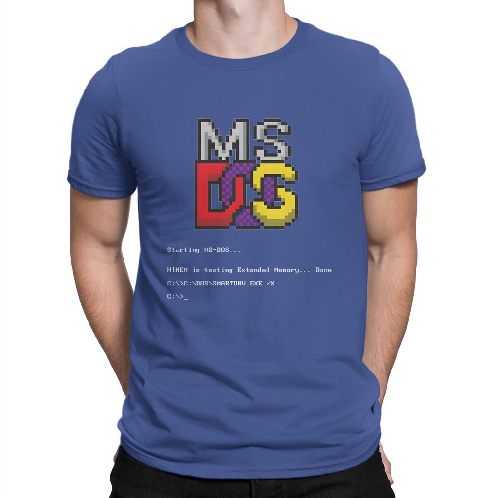 Elegant T-Shirt for Men MS-DOS Funny Cotton Tee Shirt Round Collar Short Sleeve T Shirt Printed Clothes