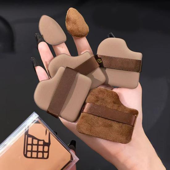 6Pcs/Set Powder Puff with Strap Reusable Soft Multi-purpose Foundations Cream Blush Application Loose Setting Powder Puff Women Makeup Puff Tools