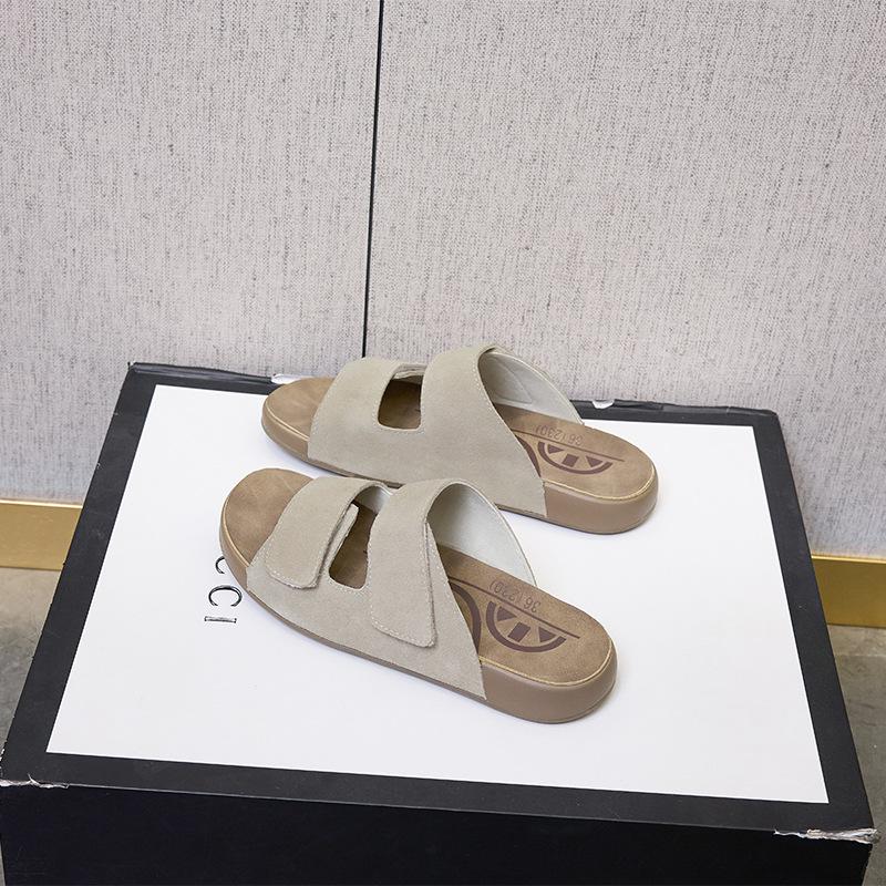 

Spring and summer new thick-soled leather women s hollowed-out casual sandals women s outer wear Boken slippers women 40