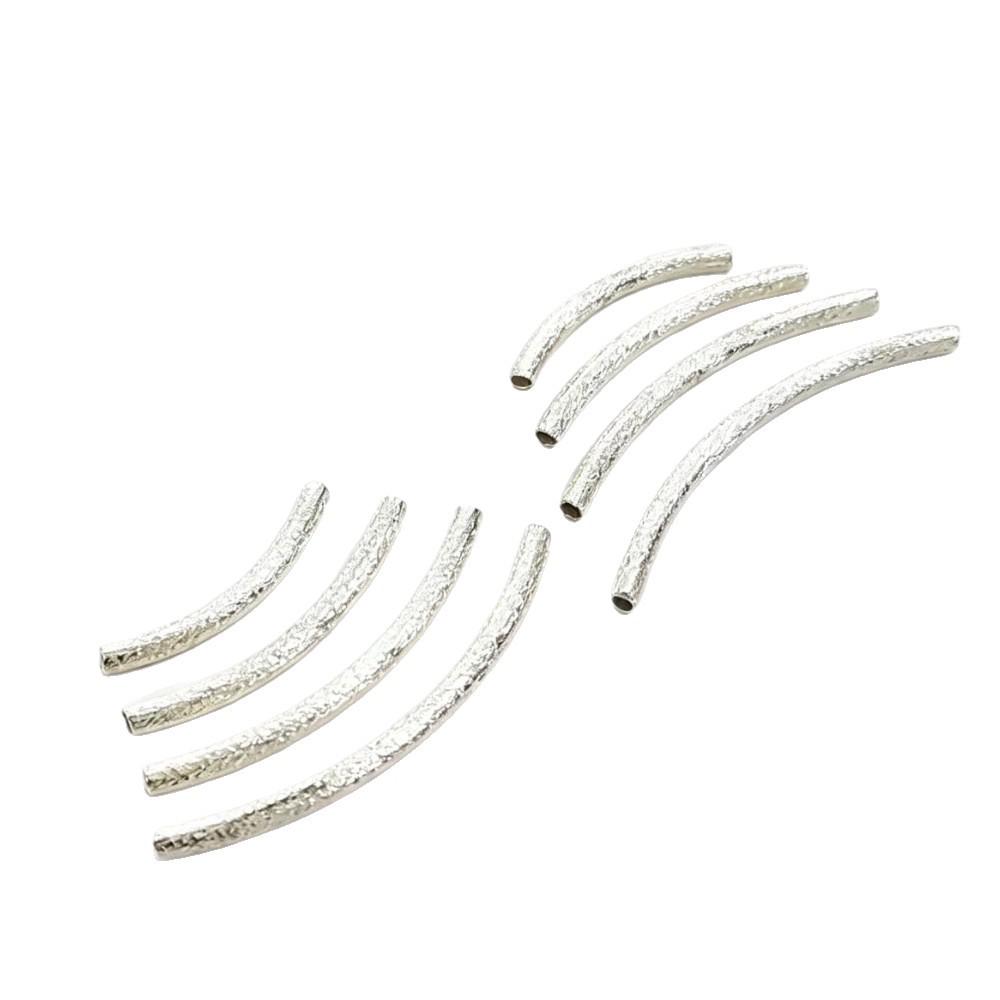 Handmade 925 Silver Curved Tube Beads for Stringing Bracelets