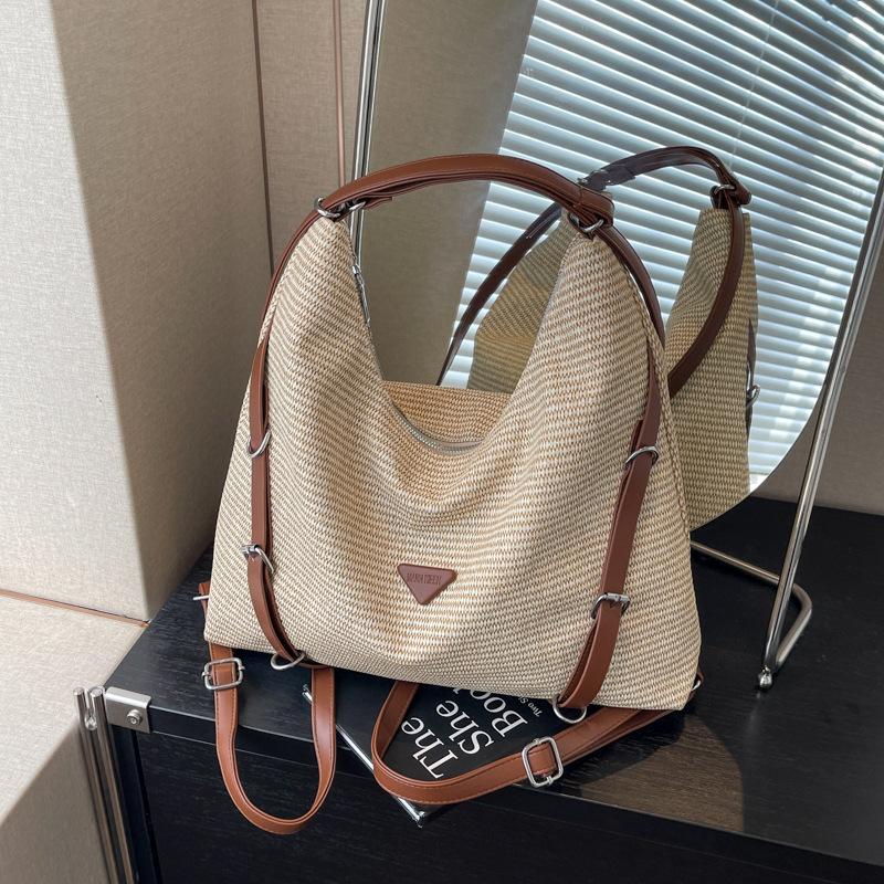 

Літня сумка великої ємності солом яна сумка студентка коледжу 2024 новий повсякденний рюкзак на одне плече сумка-месенджер коричневий