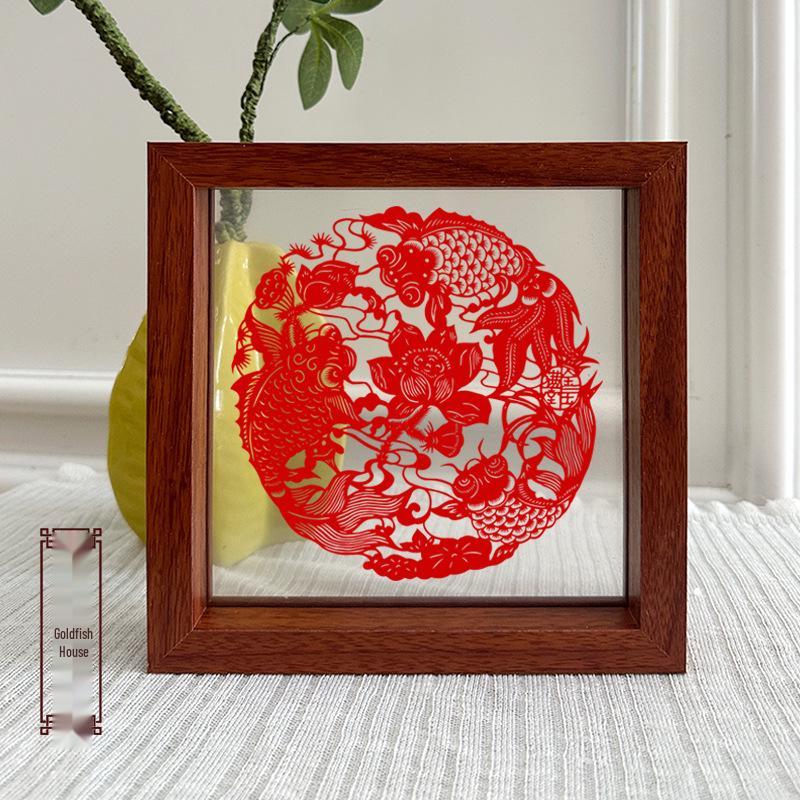 Xianci Double-Sided Transparent Frame: A4 Paper-Cut Calligraphy Fu Character Display Stand