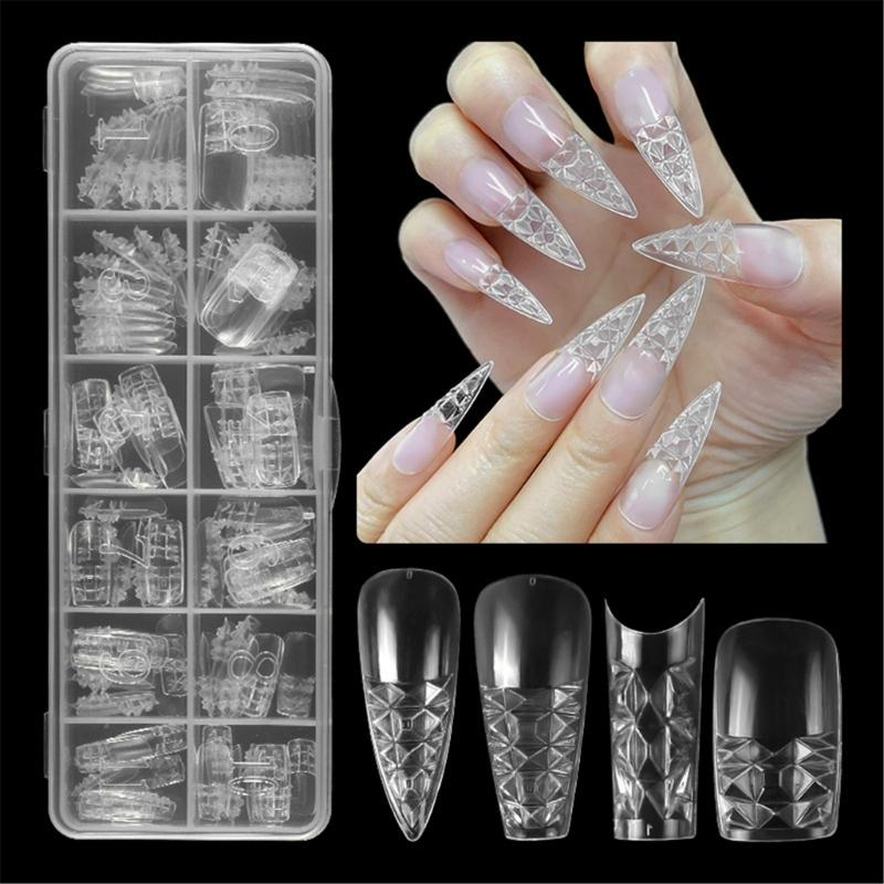 Crystal Square Nails Half Cover Soft False Nails Nail Tips for Nail Extensions 3D Aartificial Nail Tips Easy to Use