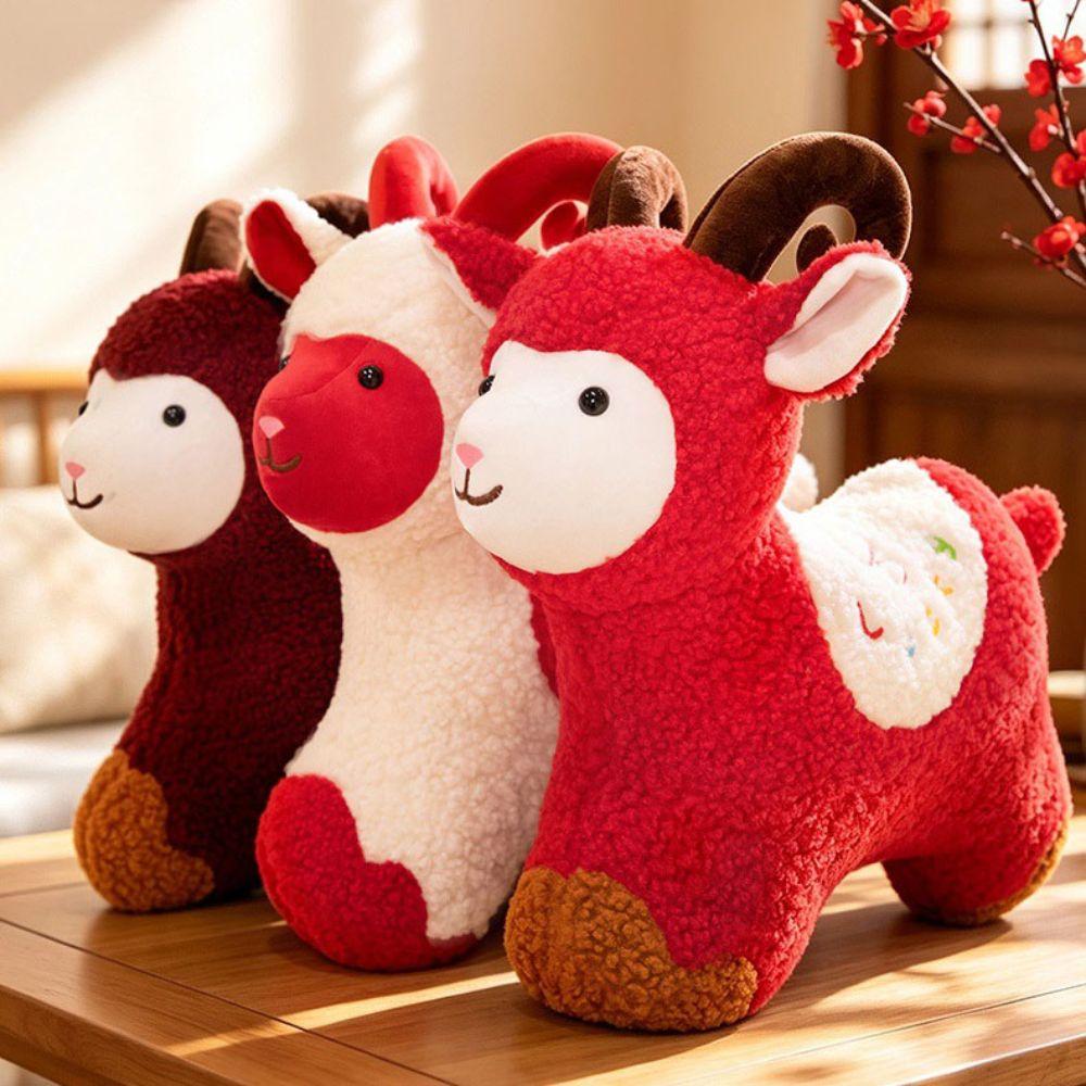 Throw Pillow Lamb Stuffed Animal 60CM New Year Sheep Doll Sheep Year Plush Doll Holiday Decoration