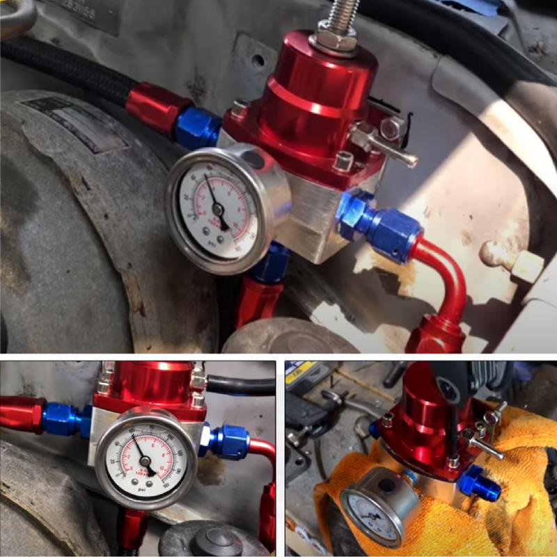 Universal Adjustable Fuel Pressure Regulator With Gauge+AN6 Fuel Line Hose+Fittings End Kit