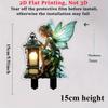 2D Flat, Angel Fairy Garden Plug - 2D Flat Decoration with Lanterns and Green Plants, 3mm Thick Decoration, Suitable for Flower Pots, Lawns, Gardens