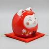Yakushigama Cat Daruma Akabuku Painted Good Fortune Fortune Sticker (Sakura - Large) (Piggy Bank) (Good Included)