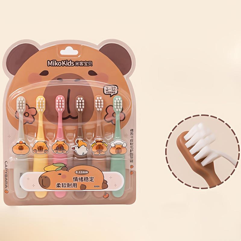 Cute Cartoon Toothbrush with Ultra-fine Soft Bristles, Gentle for Sensitive Gums. Non-slip Handle and Small Brush Head for Deep Oral Cleaning.