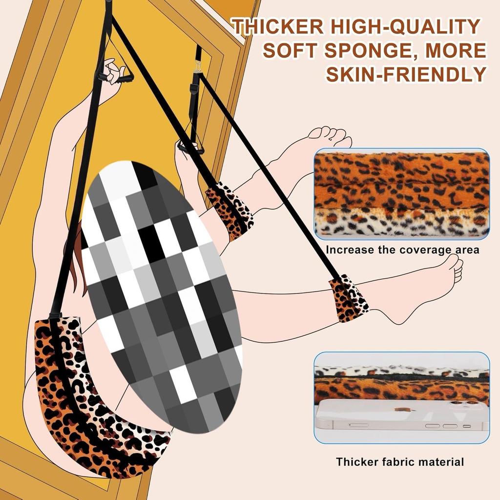 Upgraded SM Leopard Print Swing for Adults - Doorway Sex Seat Toy