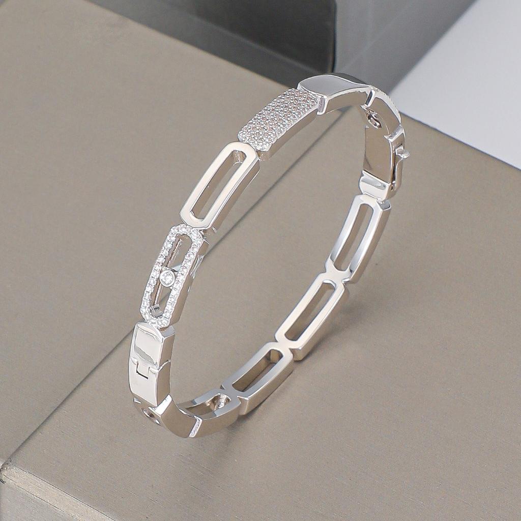 New Style Exquisite Sliding European and American Oval Zircon Hollow Bracelet for Women,